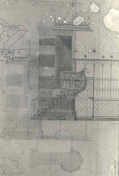 Design for a Pulpit in the Sint-Jacobskerk in The Hague by Pierre Cuypers